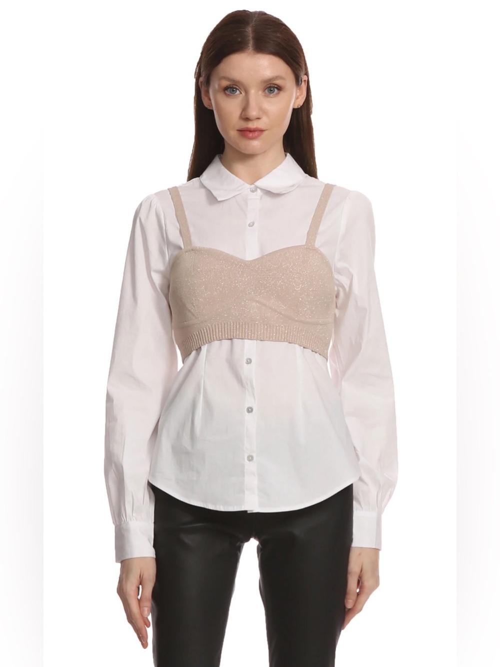 Cinq à Sept
Connie Bustier Combo Knit Long-Sleeve Shirt